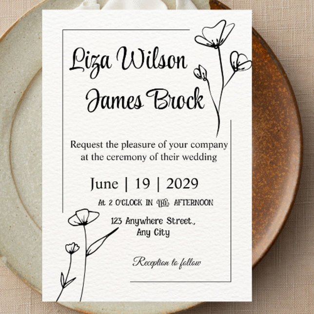 Minimalist Line Art Wedding Invitation PRINTED |  (Creator Uploaded)