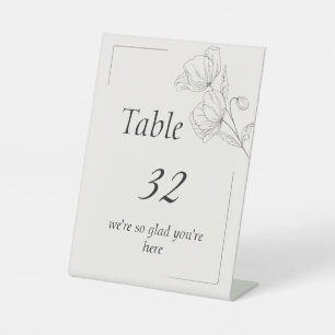 Minimalist Line Art Wedding Table Number Signboard Pedestal Sign