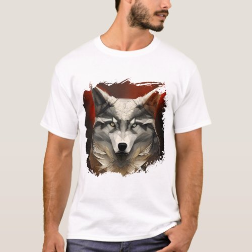 Minimalist Line Art Wolf T_Shirt
