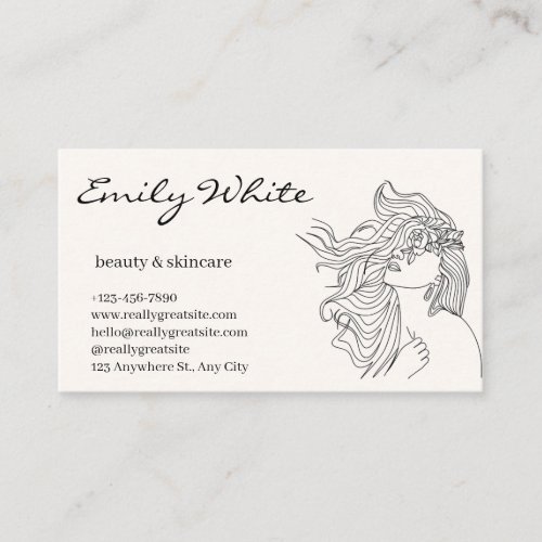 Minimalist Line Art Woman Beauty & Skincare Busine Business Card