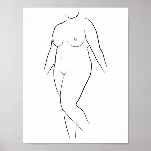 Minimalist Line Art Woman Body Modern Illustration Poster