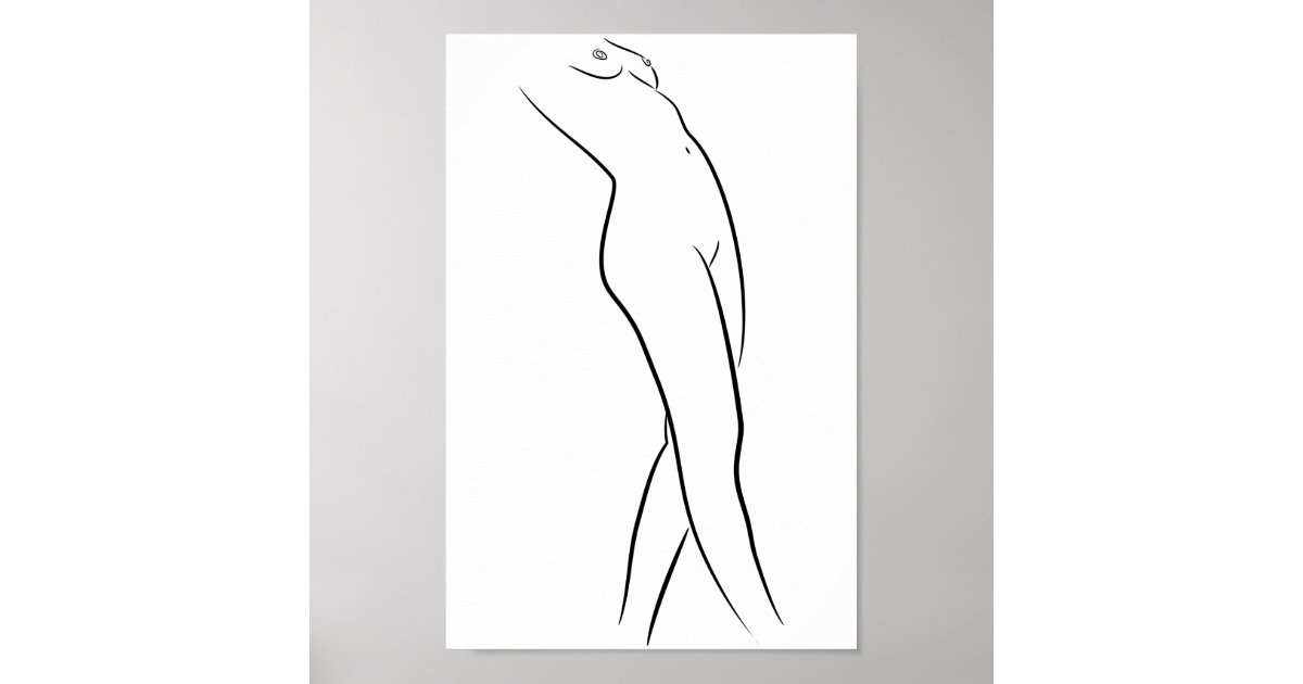 Minimalist Line Art Woman Body Modern Illustration Poster Zazzle 9425