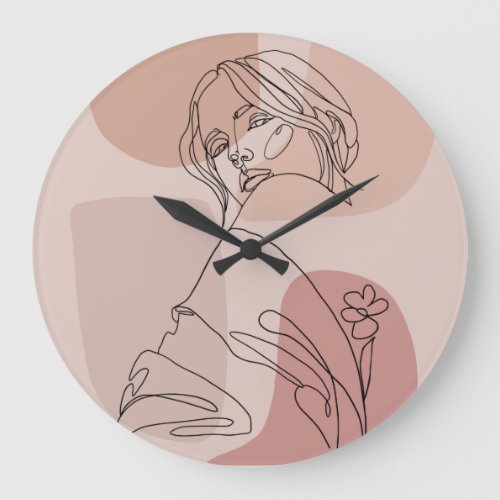 Minimalist Line Art Woman Drawing Fashion Art Large Clock