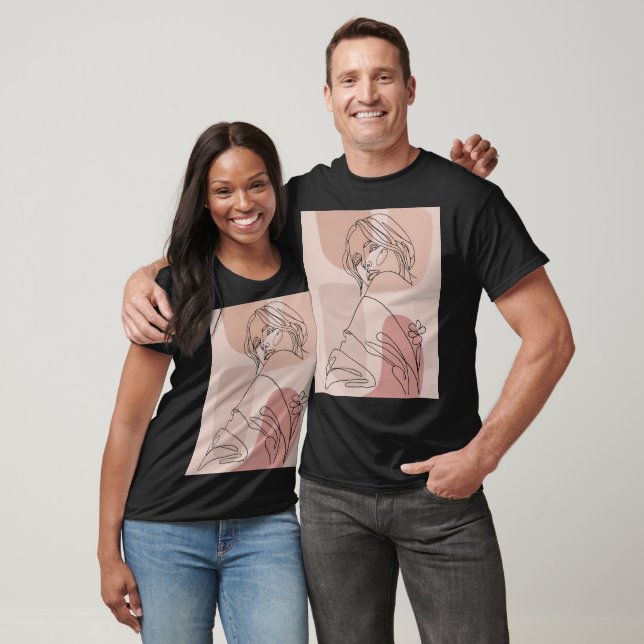 Minimalist Line Art Woman Drawing Fashion Art T-Shirt (Unisex)