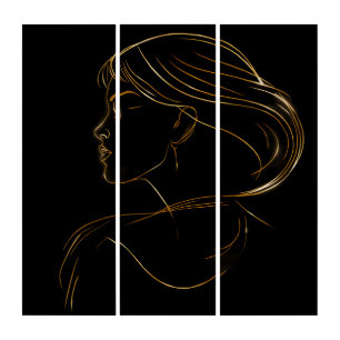“Minimalist Line Art Woman Triptych3 Panel Wallart