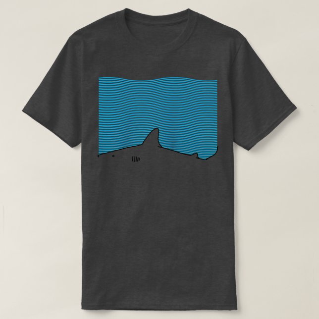 Minimalist Line Drawing Simple Unique Shark Fin  T-Shirt (Design Front)