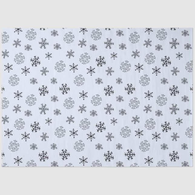 Minimalist Line Drawing Snowflakes Christmas Tissue Paper (Front)