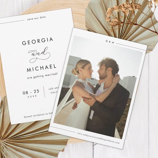 Minimalist Line | Elegant Modern Photo Wedding Save The Date (Creator Uploaded)