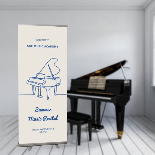 Minimalist Line Grand Piano Music Recital Retractable Banner