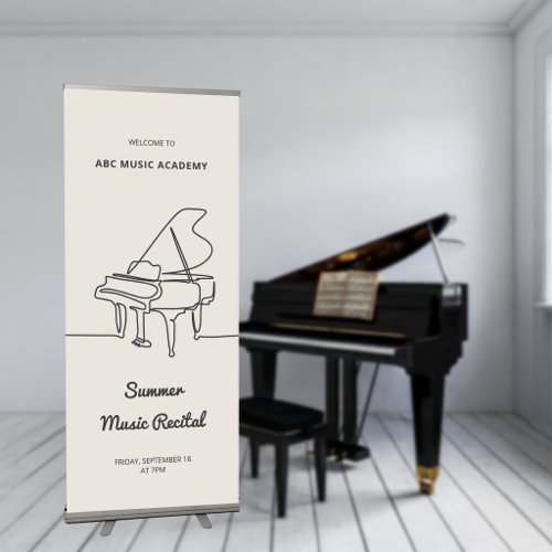 Minimalist Line Grand Piano Music Recital Retractable Banner