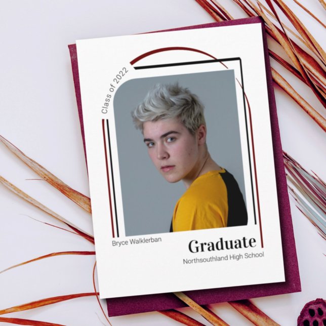 Minimalist Line Photo Graduation Announcement (Creator Uploaded)