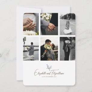 Minimalist Line Romantic Lavender Hand in Hand  Thank You Card