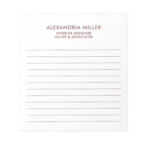 Minimalist Lined Name Title Company Notepad