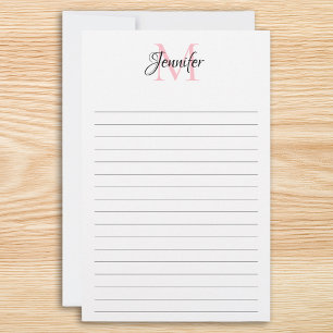 Minimalist Lined Personalized Chic Monogram Stationery