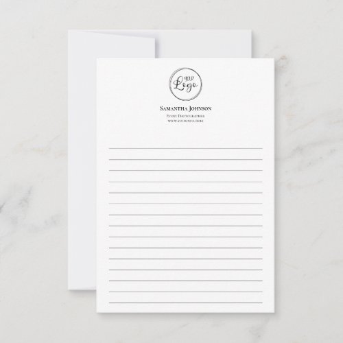 Minimalist Lined Small Business Logo Note Card