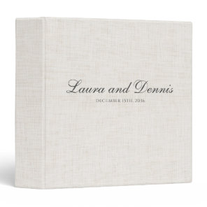 Minimalist Linen Fabric Custom Wedding Photo Album 3 Ring Binder