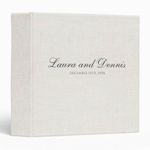 Minimalist Linen Fabric Custom Wedding Photo Album 3 Ring Binder