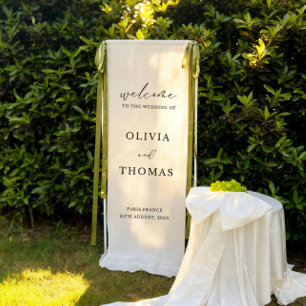 Minimalist Linen Wedding Welcome Sign – Custom