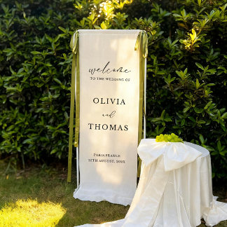 Minimalist Linen Wedding Welcome Sign – Custom