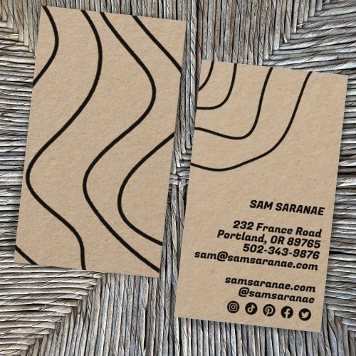 Minimalist Lines Abstract Kraft Unique Graphic  Business Card
