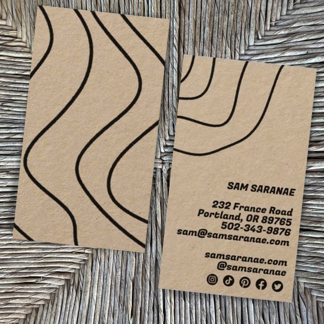 Minimalist Lines Abstract Kraft Unique Graphic  Business Card (Creator Uploaded)