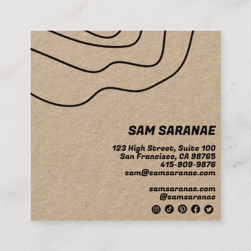 Minimalist Lines Abstract KRAFT Unique Graphic Square Business Card
