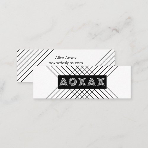 Minimalist Lines Abstract Shapes Unique Graphic BW Mini Business Card