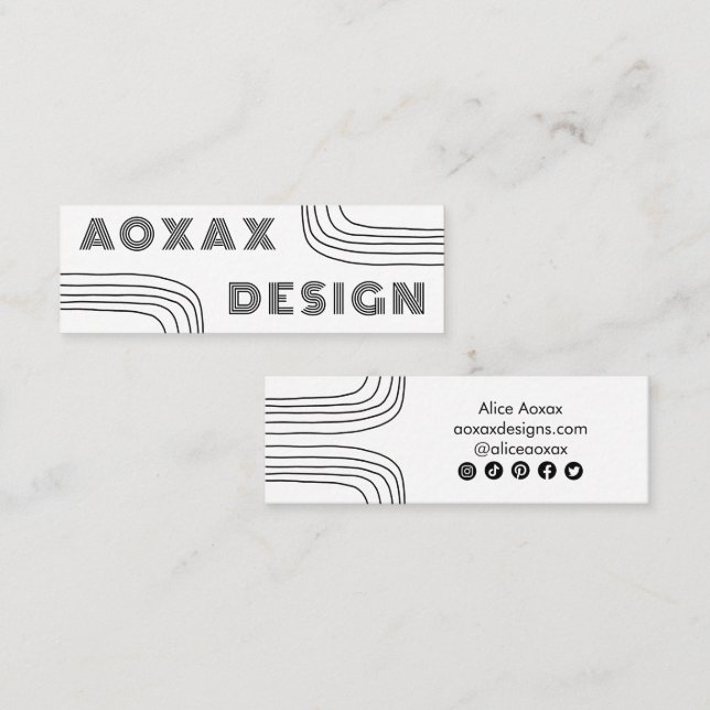Minimalist Lines Abstract Shapes Unique Graphic BW Mini Business Card (Front/Back)