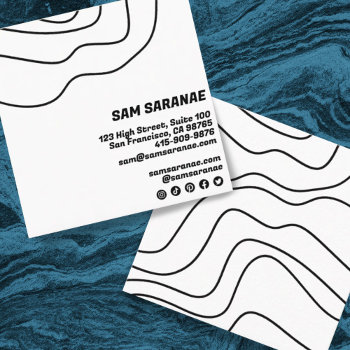 Minimalist Lines Abstract Shapes Unique Graphic Bw Square Business Card by ShoshannahScribbles at Zazzle