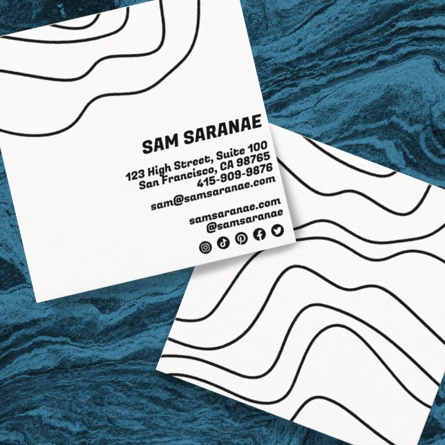 Minimalist Lines Abstract Shapes Unique Graphic BW Square Business Card (Creator Uploaded)