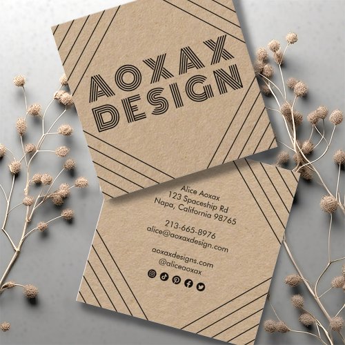 Minimalist Lines Abstract Shapes Unique Graphic  Square Business Card
