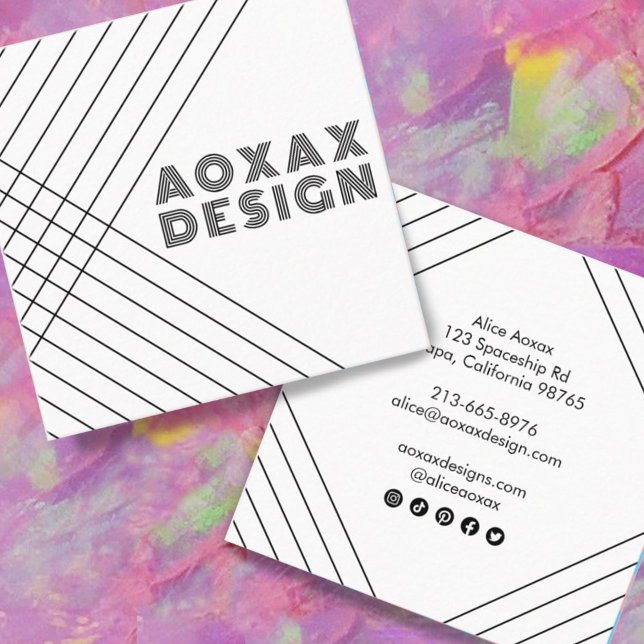 Minimalist Lines Abstract Shapes Unique Graphic Square Business Card (Creator Uploaded)