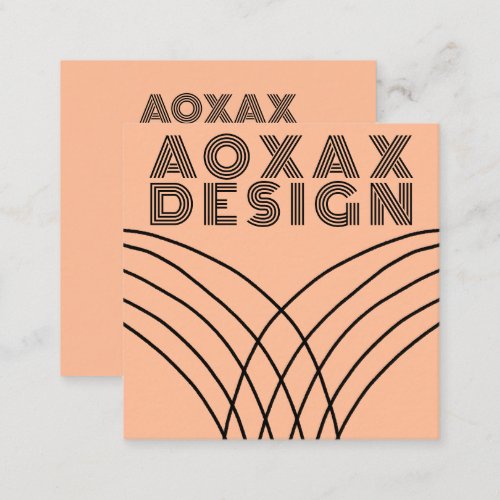 Minimalist Lines Abstract Shapes Unique Peach Fuzz Square Business Card