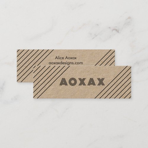 Minimalist Lines Abstract Unique Graphic Kraft Mini Business Card