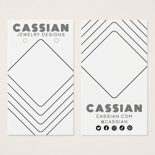 Minimalist Lines Cool Earring Jewelry Display Card (Front & Back)