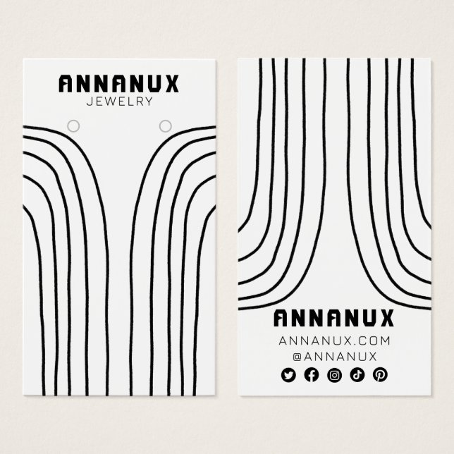 Minimalist Lines Cool Earring Jewelry Display Card (Front & Back)