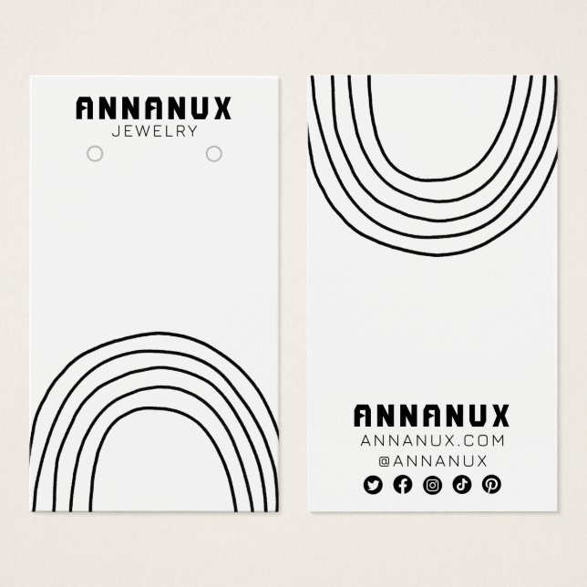 Minimalist Lines Cool Earring Jewelry Display Card (Front & Back)