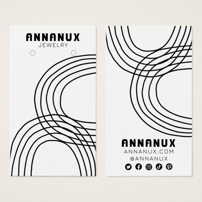 Minimalist Lines Cool Earring Jewelry Display Card (Front & Back)