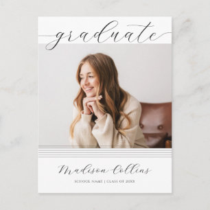 Minimalist Lines Graduation Party Photo Invitation Postcard