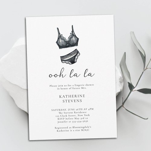 Minimalist Lingerie Party Ooh La La Bridal Shower Invitation