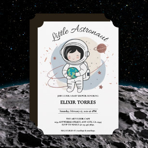Minimalist Little Astronaut Baby Shower Invitation