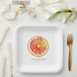 Minimalist Little Cutie Orange Slice Baby Shower  Paper Plates