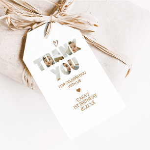 Minimalist Little Miss Photo Birthday Favor Tags