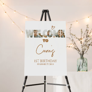 Minimalist Little Miss Photo Birthday Welcome Sign
