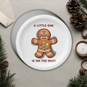 Minimalist Little One Gingerbread Baby Shower Paper Plates