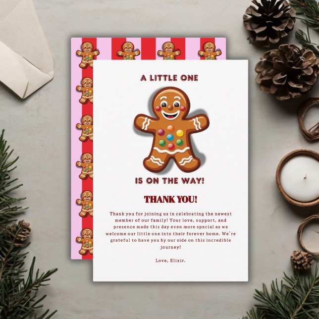 Minimalist Little One Gingerbread Baby Shower Thank You Card (Creator Uploaded)