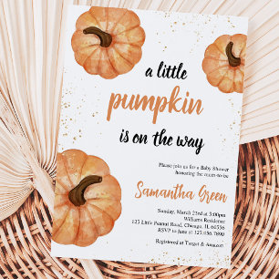Minimalist Little Pumpkin Baby Shower Invitation