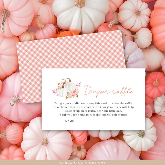 Minimalist Little Pumpkin Diaper Raffle Enclosure Card (Card show in 3 x 2.5 inches, personalize and choose paper and corner type before checkout.)