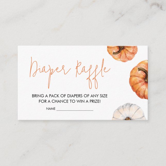 Minimalist Little Pumpkin Diaper Raffle Enclosure Card (Front)