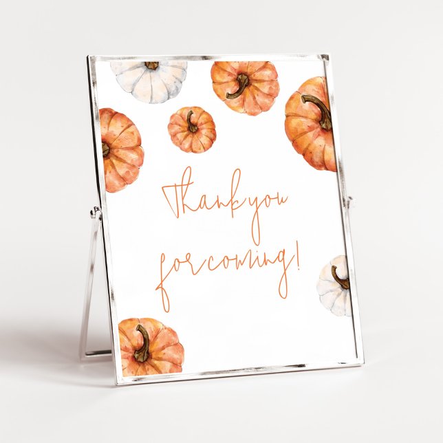 Minimalist Little Pumpkin Thank you for Coming Poster (Minimalist Pumpkin Baby Shower Thank you for Coming Sign)